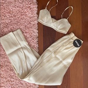 Two piece champagne bell bottom set